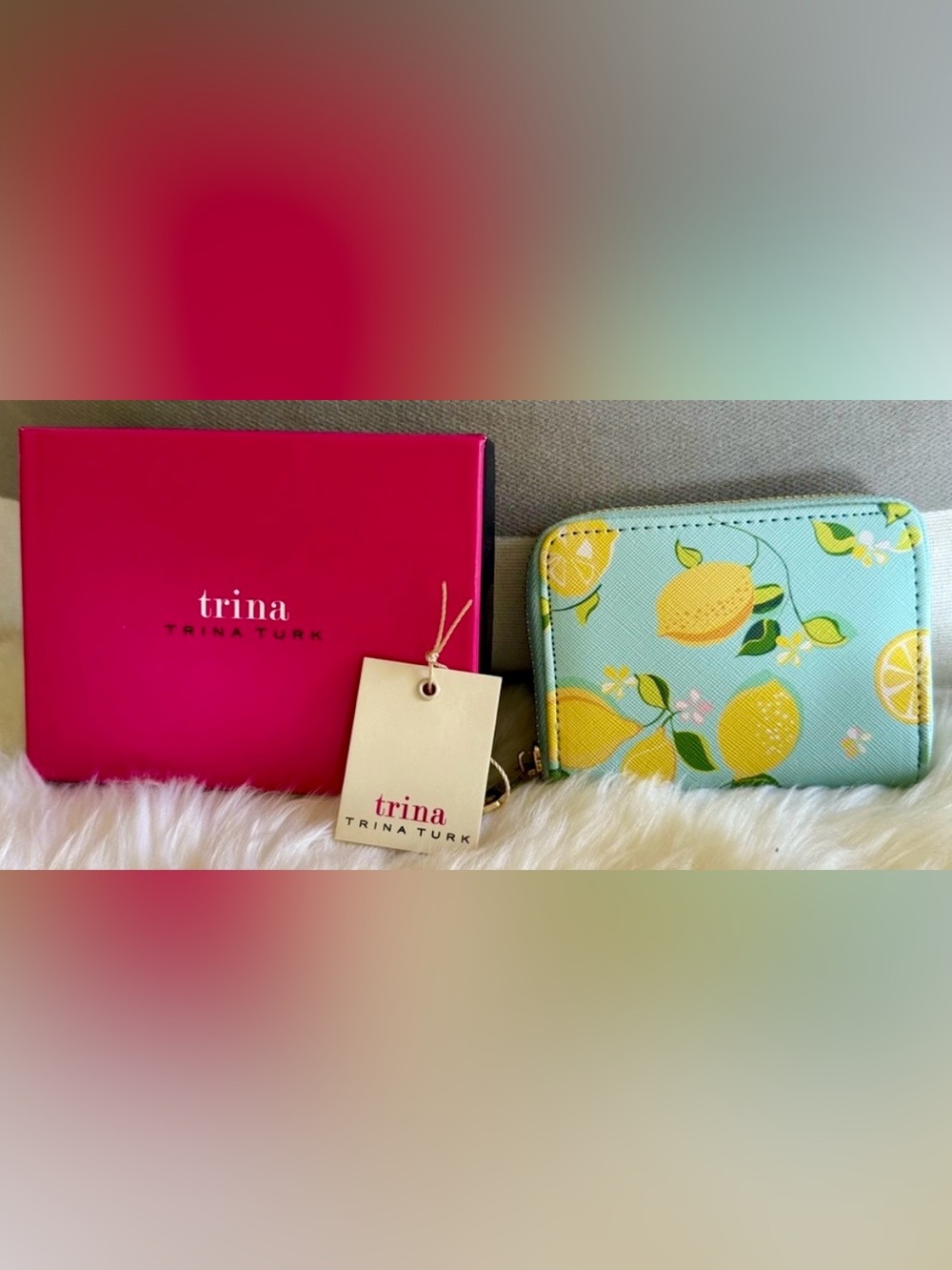 Trina Turk Mini Lemon Delight Zip Around Wallet w/ Box - NWT